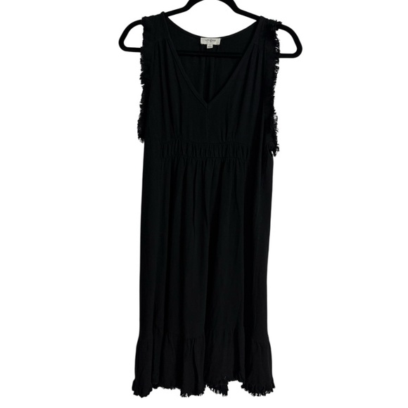 Umgee USA Black Linen Blend Sleeveless Midi Dress with Frayed Trim – Size S - Picture 1 of 4